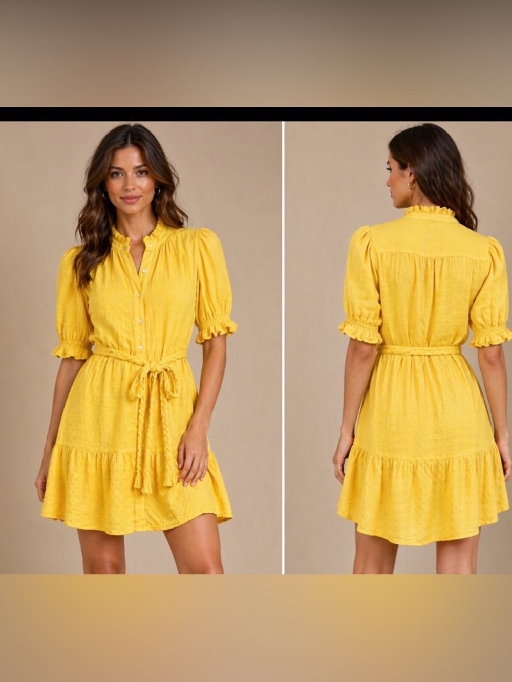 Gap new Gauze Crinkle yellow Dress Sz S Tall summer coastal wedding - Picture 3 of 10